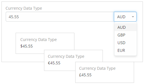 The Currency data type in Mythradon is tailored for storing and presenting currency values. This functionality includes the ability to specify the relevant currency code. System Administrators wield control over the displayed currency codes, managing and customising the available options within the system. By allowing the selection of the appropriate currency code, this data type ensures accurate representation of currency values while providing administrative oversight over the available currency choices within the system.